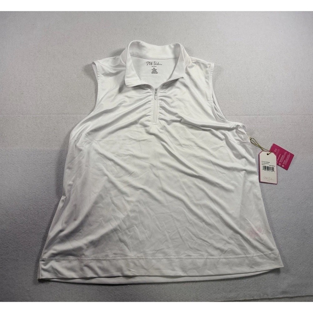 Stella Parker Sport Women's Sleeveless 1/4 Zip Mock Neck Tank Top XL Golf